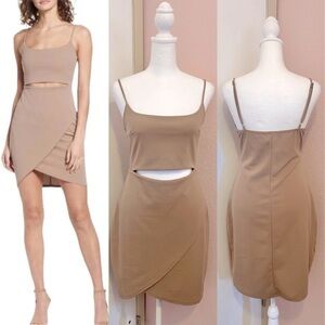 Cutout On The Town Taupe Tan Cutout Dress